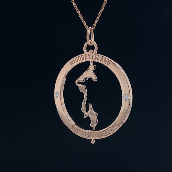 Custom Spinning Whidbey Island Pendant in 14k Rose Gold Geralds Jewelry Oak Harbor, WA