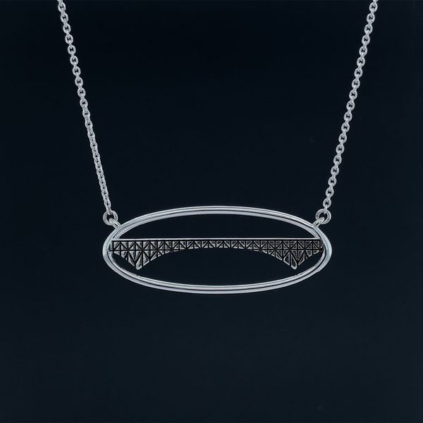 Custom Deception Pass Oval Station Pendant in White Gold Image 2 Geralds Jewelry Oak Harbor, WA