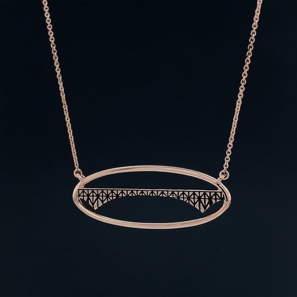 Custom Deception Pass Oval Station Pendant in Rose Gold Image 2 Geralds Jewelry Oak Harbor, WA