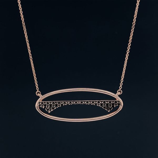 Custom Deception Pass Oval Station Pendant in Rose Gold Geralds Jewelry Oak Harbor, WA