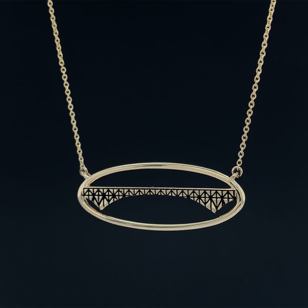 Custom Deception Pass Oval Station Pendant in Yellow Gold Image 2 Geralds Jewelry Oak Harbor, WA