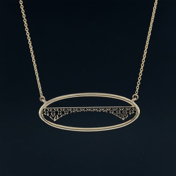 Custom Deception Pass Oval Station Pendant in Yellow Gold Geralds Jewelry Oak Harbor, WA