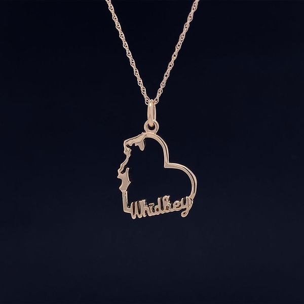 Custom Petite Whidbey Island Heart Pendant in Yellow Gold Geralds Jewelry Oak Harbor, WA