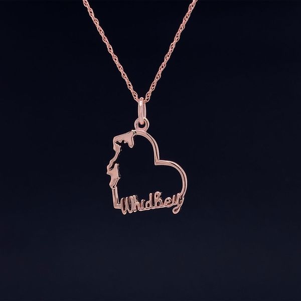 Custom Petite Whidbey Island Heart Pendant in Rose Gold Geralds Jewelry Oak Harbor, WA