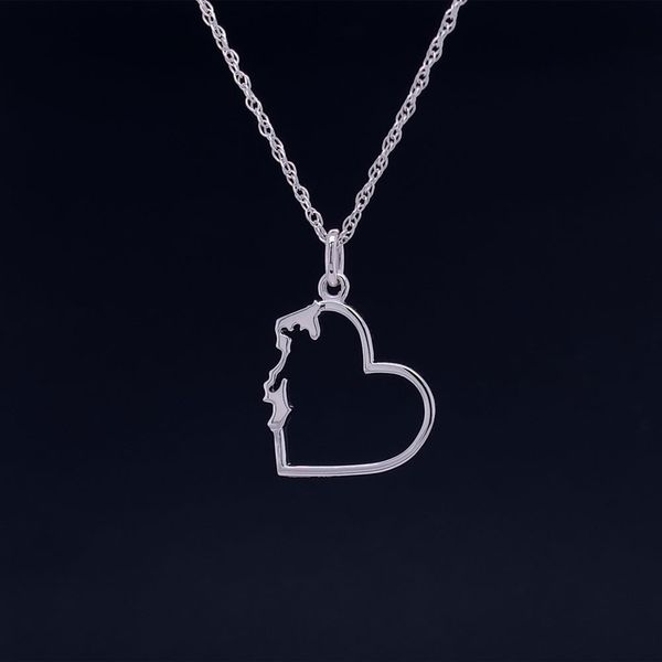 Custom Petite Whidbey Island Heart Pendant in White Gold Geralds Jewelry Oak Harbor, WA