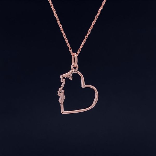 Custom Petite Whidbey Island Heart Pendant in Rose Gold Image 2 Geralds Jewelry Oak Harbor, WA