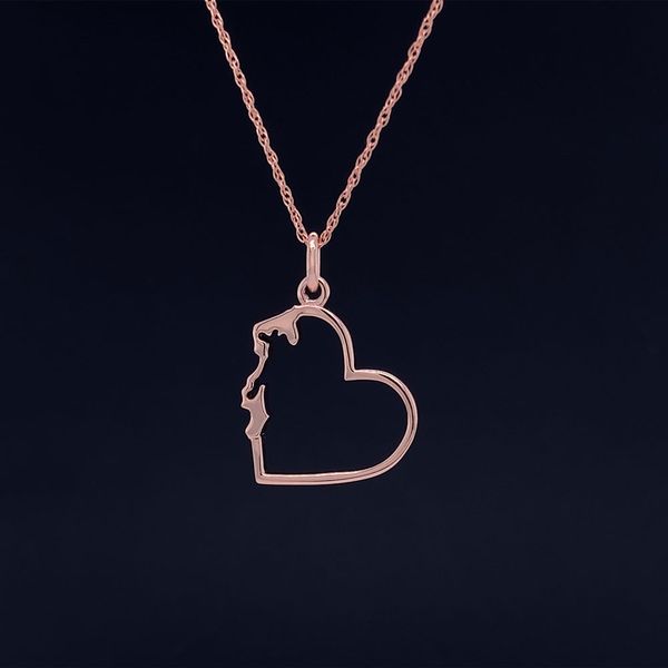 Custom Petite Whidbey Island Heart Pendant in Rose Gold Geralds Jewelry Oak Harbor, WA