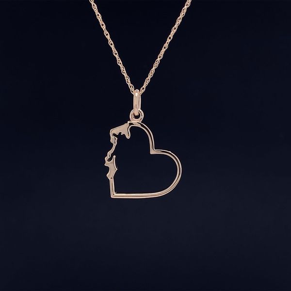 Custom Petite Whidbey Island Heart Pendant in Yellow Gold Geralds Jewelry Oak Harbor, WA