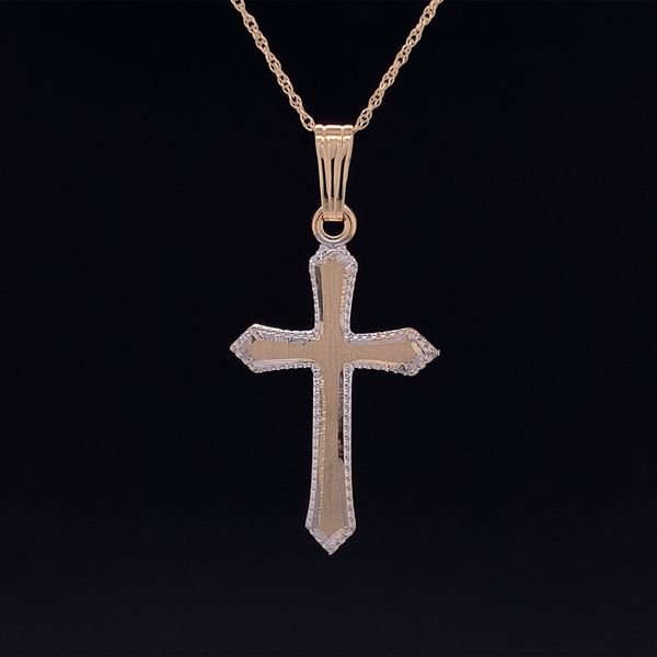 Two Tone Cross Pendant With Beaded Edge Geralds Jewelry Oak Harbor, WA