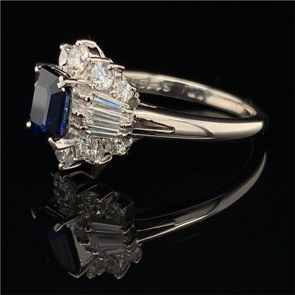 Blue Sapphire And Diamond Ladies Platinum Ring Image 2 Geralds Jewelry Oak Harbor, WA