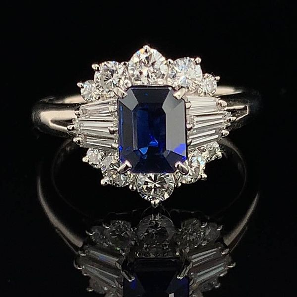 Blue Sapphire And Diamond Ladies Platinum Ring Geralds Jewelry Oak Harbor, WA