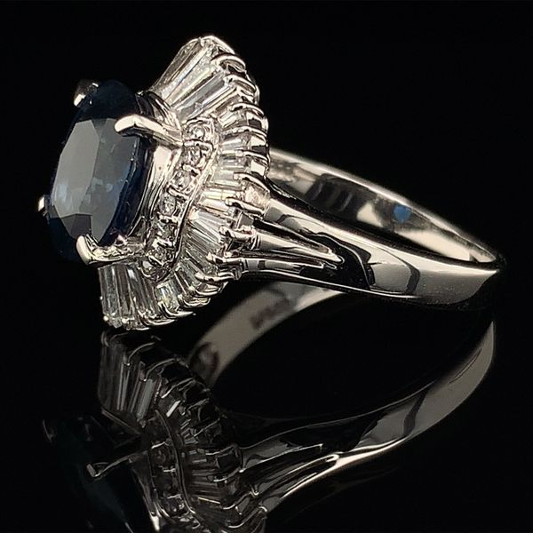 Oval Blue Sapphire And Diamond Ring in Platinum Image 2 Geralds Jewelry Oak Harbor, WA