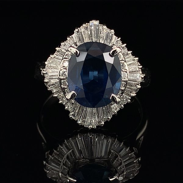 Oval Blue Sapphire And Diamond Ring in Platinum Geralds Jewelry Oak Harbor, WA