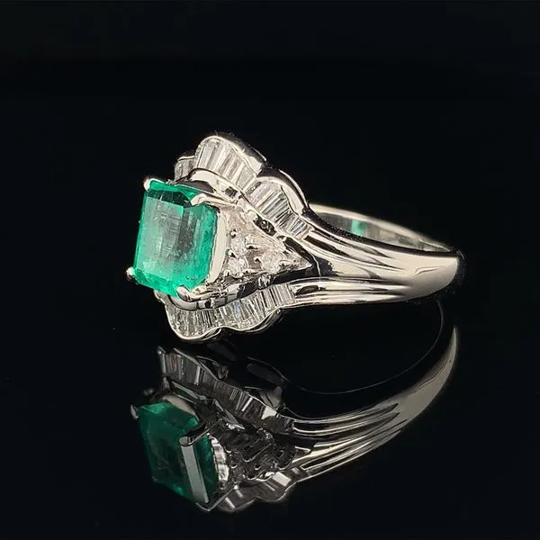 Emerald And Diamond Ladies Fashion Ring in Platinum Image 2 Geralds Jewelry Oak Harbor, WA