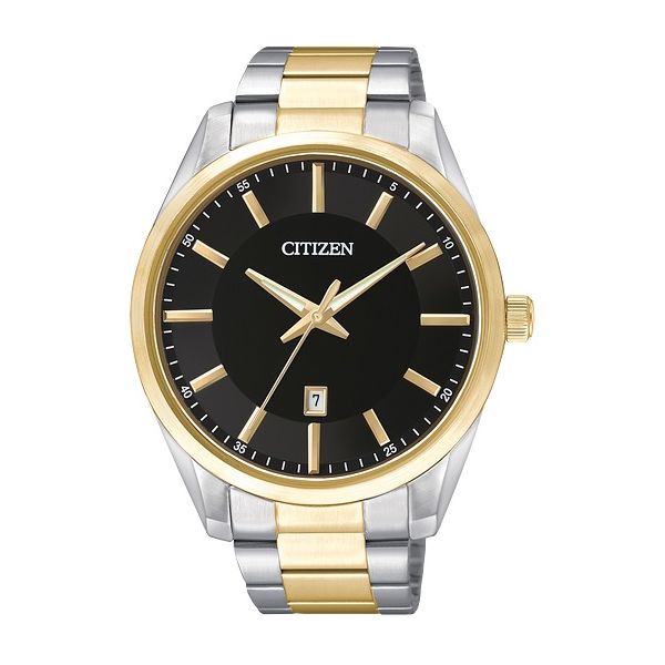 Men's Citizen Two-Tone Stainless Steel Black Dial Quartz Watch Geralds Jewelry Oak Harbor, WA