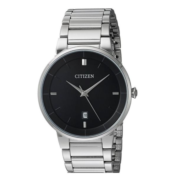 Men's Citizen Silver-Tone Stainless Steel Black Dial Quartz Watch Geralds Jewelry Oak Harbor, WA