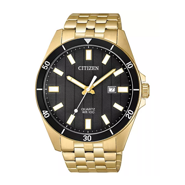 Men's Citizen Gold-Tone Stainless Steel Black Dial Quartz Watch Geralds Jewelry Oak Harbor, WA