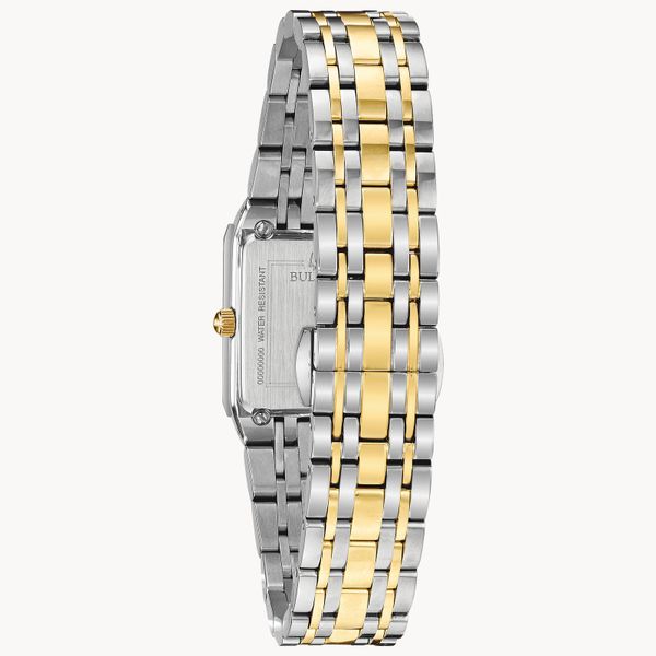 Bulova Modern Quadra Two Tone Ladies Watch Image 3 Geralds Jewelry Oak Harbor, WA
