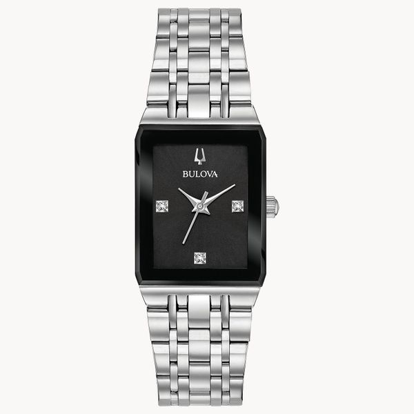 Bulova Ladies Modern Quadra Silver-Tone and Diamond Watch Geralds Jewelry Oak Harbor, WA