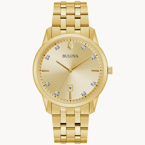 Bulova Men's Classic Sutton Yellow-Tone and Diamond Watch Geralds Jewelry Oak Harbor, WA
