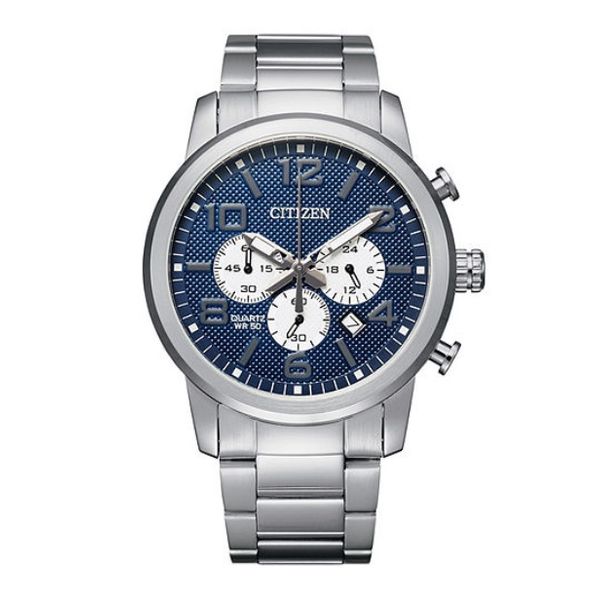 Men's Citizen Silver-Tone Stainless Steel Blue Dial Quartz Watch Geralds Jewelry Oak Harbor, WA