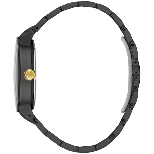 Bulova Men's Modern Futuro Black and Yellow-Tone Watch Image 2 Geralds Jewelry Oak Harbor, WA