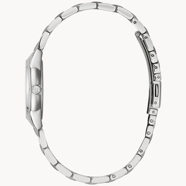 Bulova Ladies Sutton Silver-Tone and Pink Dial Watch with Accent Diamonds Image 2 Geralds Jewelry Oak Harbor, WA