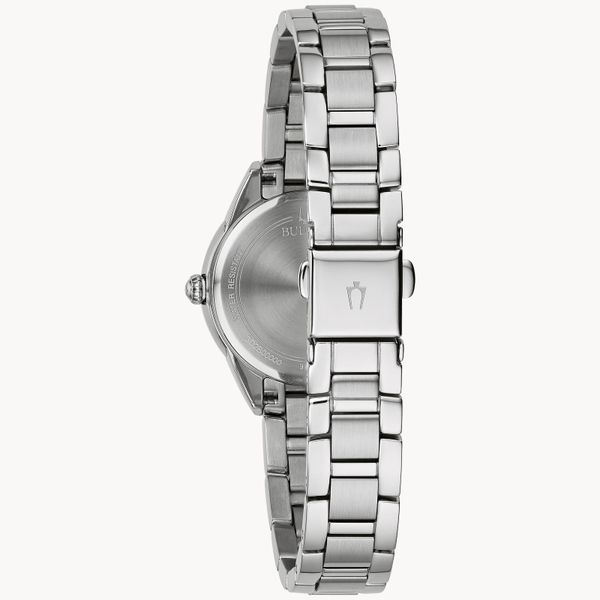 Bulova Ladies Sutton Silver-Tone and Pink Dial Watch with Accent Diamonds Image 3 Geralds Jewelry Oak Harbor, WA