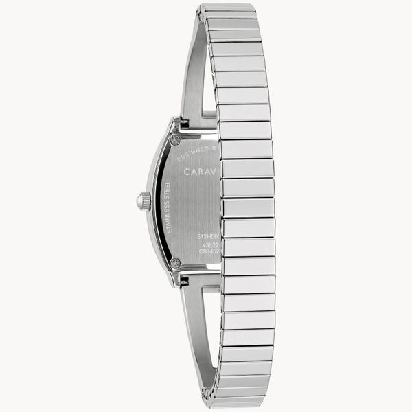 Caravelle Ladies Silver Tone Watch with Light Blue Dial Expansion Band Watch Image 3 Geralds Jewelry Oak Harbor, WA