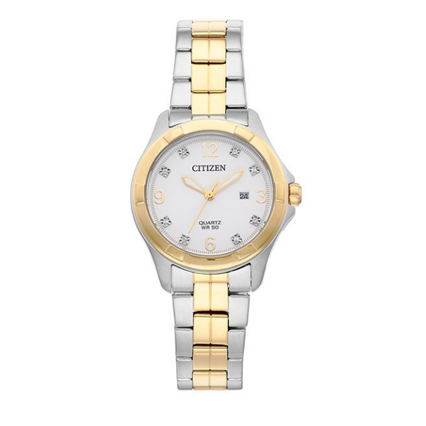 Ladies Citizen Two-Tone Stainless Steel Crystal Dial Quartz Watch Geralds Jewelry Oak Harbor, WA