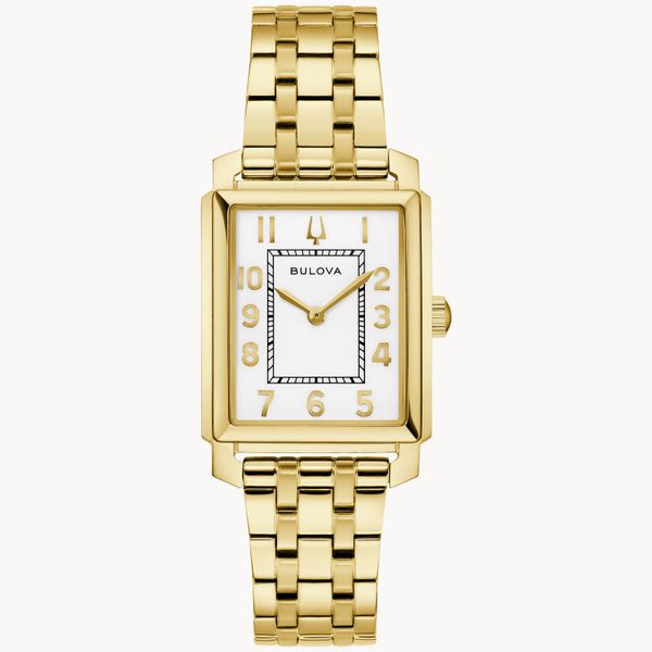 Bulova Ladies Sutton Rectangular Yellow-Tone Watch Geralds Jewelry Oak Harbor, WA