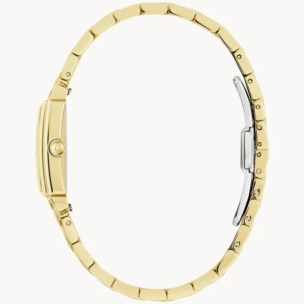 Bulova Ladies Classic Dress Sutton Rectangular Yellow-Tone Watch Image 2 Geralds Jewelry Oak Harbor, WA