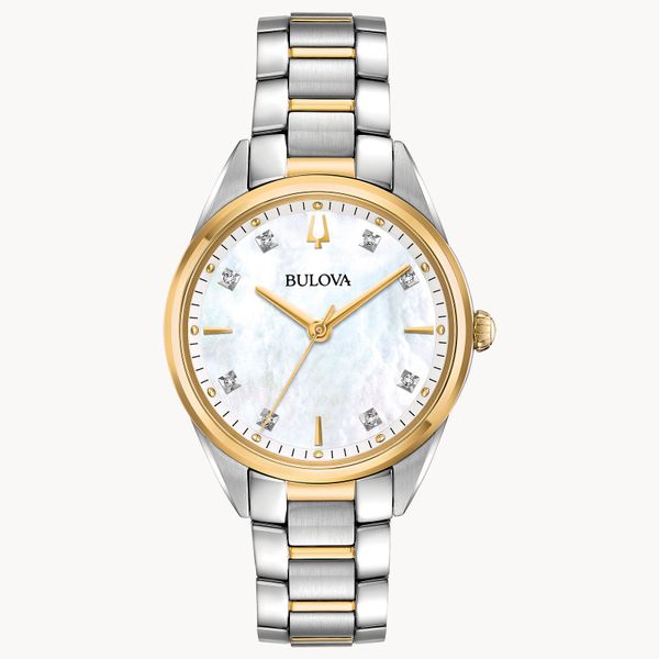 Bulova Ladies Classic Sutton Yellow And Silver Two-Tone Watch With Diamonds Geralds Jewelry Oak Harbor, WA