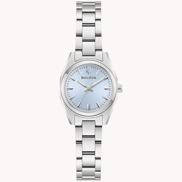Bulova Ladies Surveyor Silver Tone with Blue Dial Watch Geralds Jewelry Oak Harbor, WA
