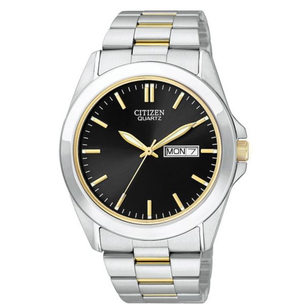 Men's CitizenTwo-Tone Stainless Steel Black Dial Quartz Watch Geralds Jewelry Oak Harbor, WA