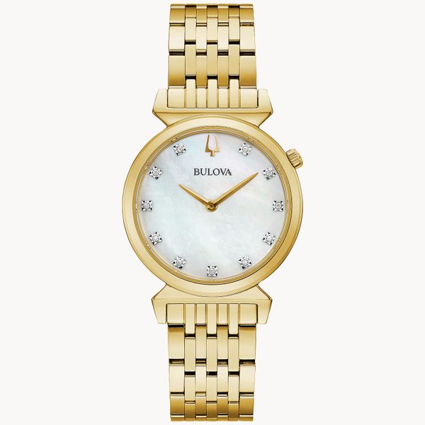 Bulova Ladies Classic Regatta Diamond Yellow-Tone Watch Geralds Jewelry Oak Harbor, WA