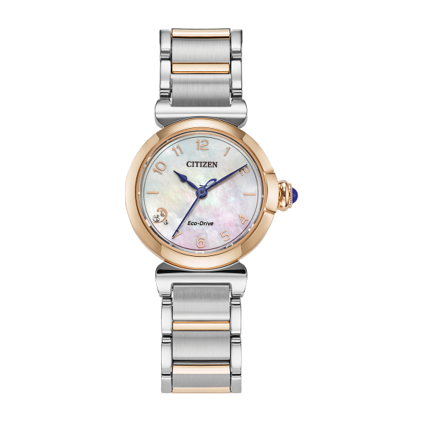Citizen Ladies L Mae Whitea nd Rose-Tone Eco-Drive Watch Geralds Jewelry Oak Harbor, WA