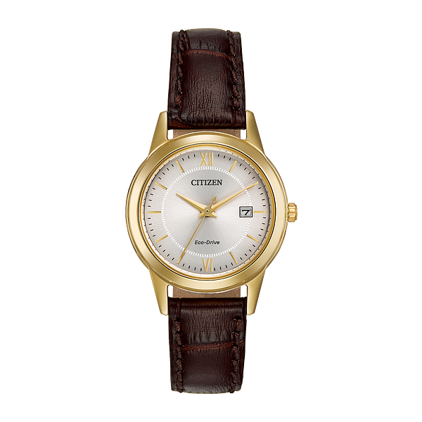 Citizen Ladies Corso Brown Leather Band Eco-Drive Watch Geralds Jewelry Oak Harbor, WA
