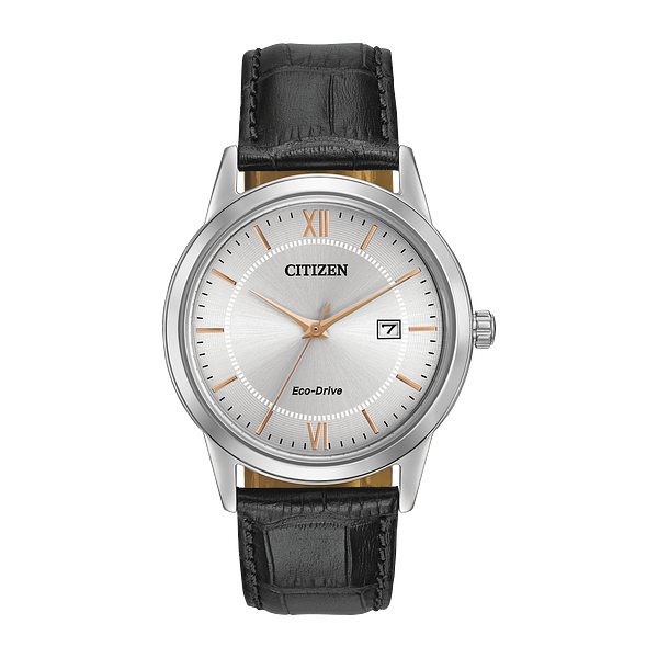 Citizen Men's Corso White and Rose-Tone Eco-Drive Watch Geralds Jewelry Oak Harbor, WA