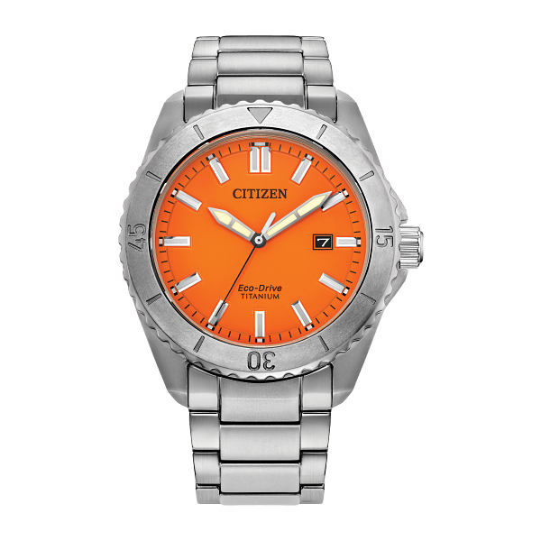 Citizen Men's Brycen Silver-Tone and Orange Dial Eco-Drive Watch - Main Image