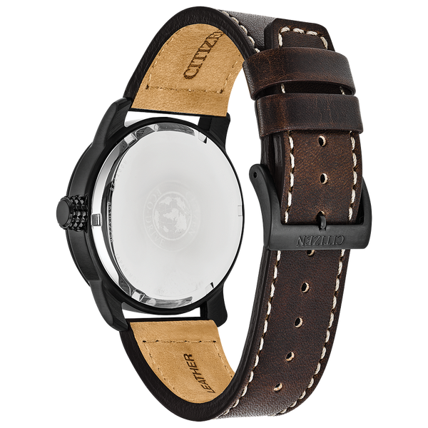Citizen Men's Garrison Brown Leather Band and Blue Dial Eco-Drive Watch Image 3 Geralds Jewelry Oak Harbor, WA