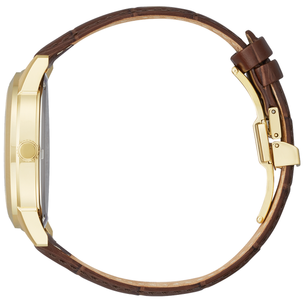 Citizen Men's Rolan Yellow-Tone and Brown Leather Band Eco-Drive Watch Image 2 Geralds Jewelry Oak Harbor, WA