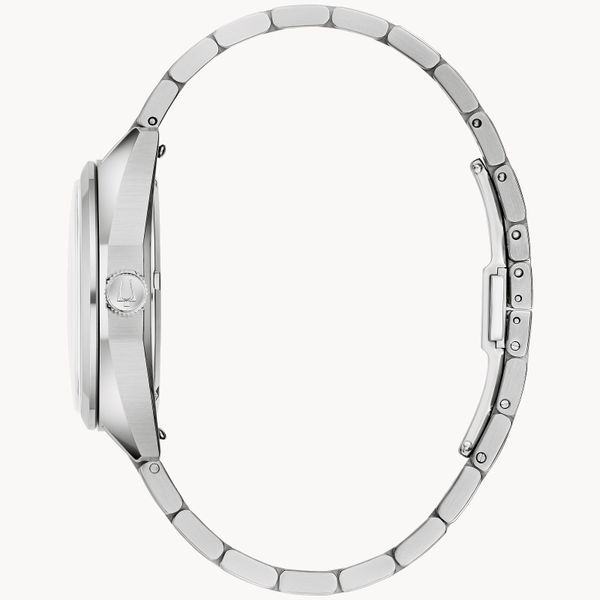 Bulova Men's Jet Star Silver-Tone and Maroon Dial Watch Image 2 Geralds Jewelry Oak Harbor, WA