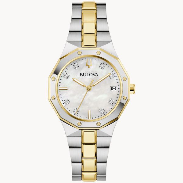 Bulova Ladies Prestige Classic Diamond White and Yellow-Tone Watch Geralds Jewelry Oak Harbor, WA