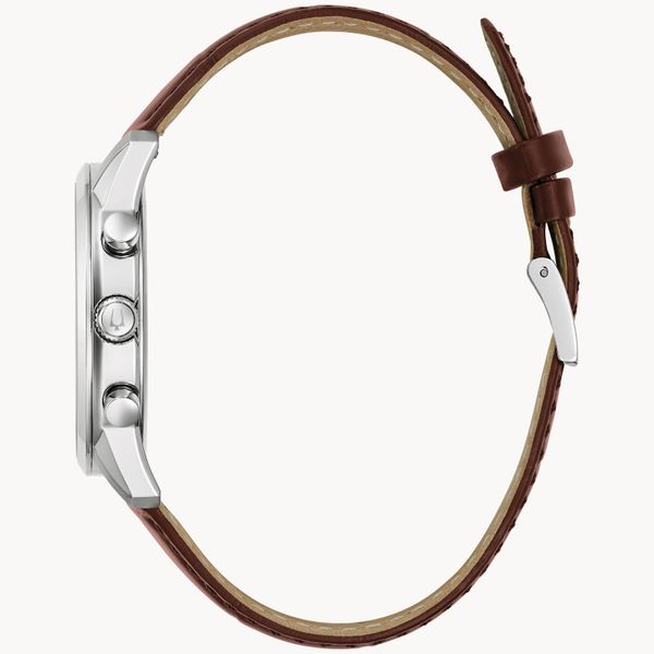 Bulova Classic Sutton Chronograph Brown Leather Men's Watch Image 2 Geralds Jewelry Oak Harbor, WA