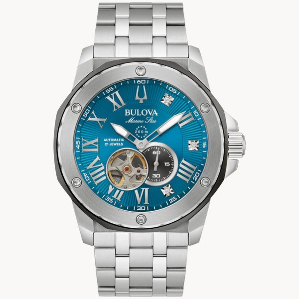 Bulova Men's Marc Anthoney Marine Star Teal Dial Watch Geralds Jewelry Oak Harbor, WA
