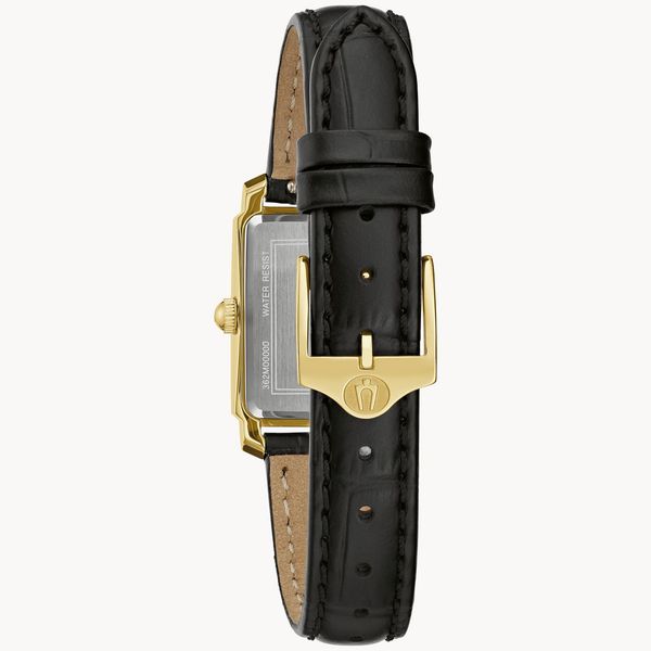 Bulova Ladies Classic Sutton Black, Yellow-Tone, Diamond, And Mother Of Pearl Watch Image 3 Geralds Jewelry Oak Harbor, WA