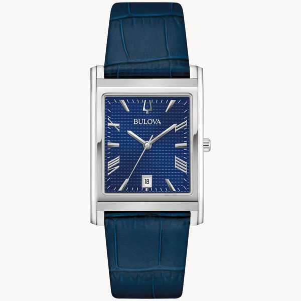 Bulova Men's Classic Sutton Blue Leather Band and Blue Dial Watch Geralds Jewelry Oak Harbor, WA