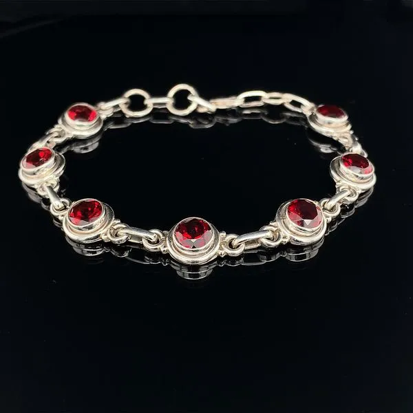 Sterling Silver And Garnet Bezel Set Bracelet Geralds Jewelry Oak Harbor, WA