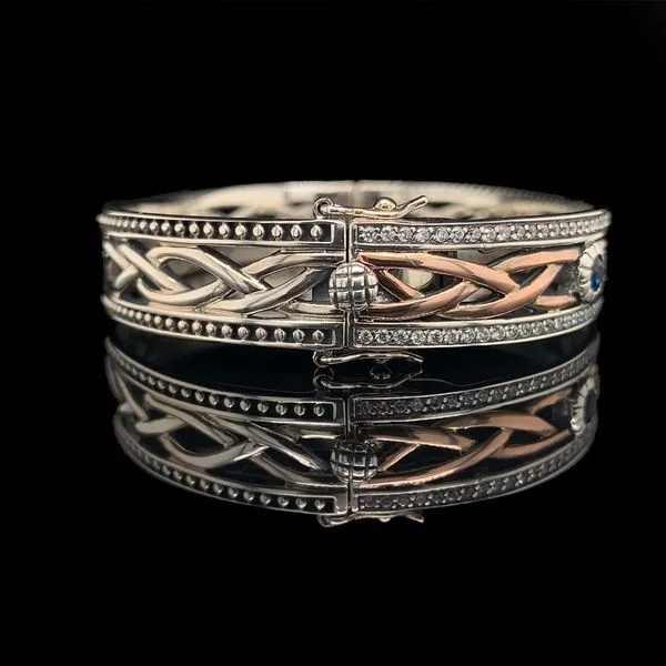 Keith Jack Celtic Brave Heart Bangle Bracelet With Blue Cubic Zirconia Image 2 Geralds Jewelry Oak Harbor, WA